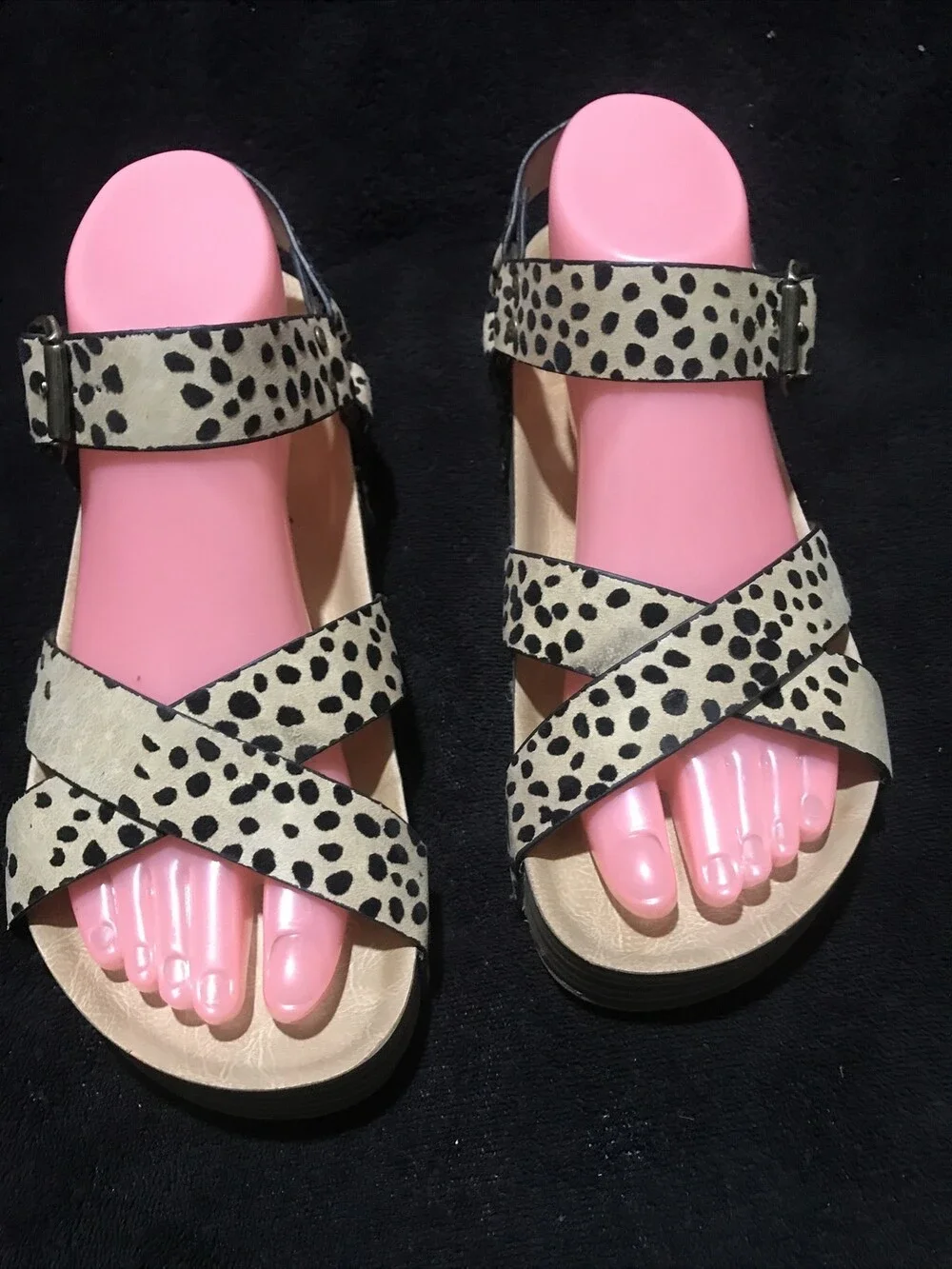 Blowfish 7.5M Womens LEOPARD Sandals Open Toe Platforms Fashion Ladies Shoes
